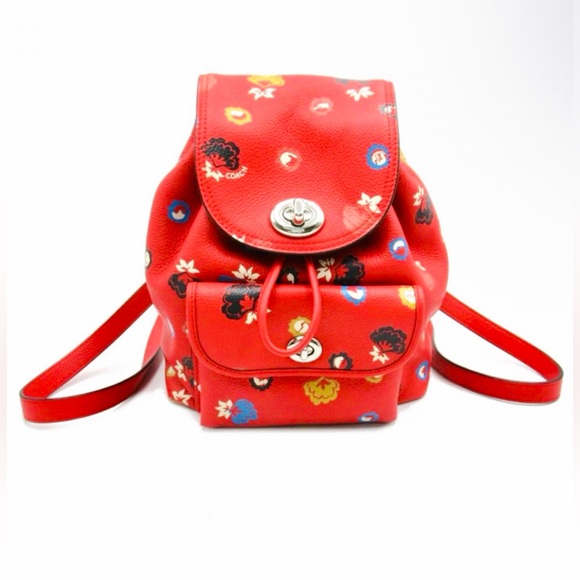 Coach Handbags - Coach Mini Turnlock Rucksack Floral Print Backpack